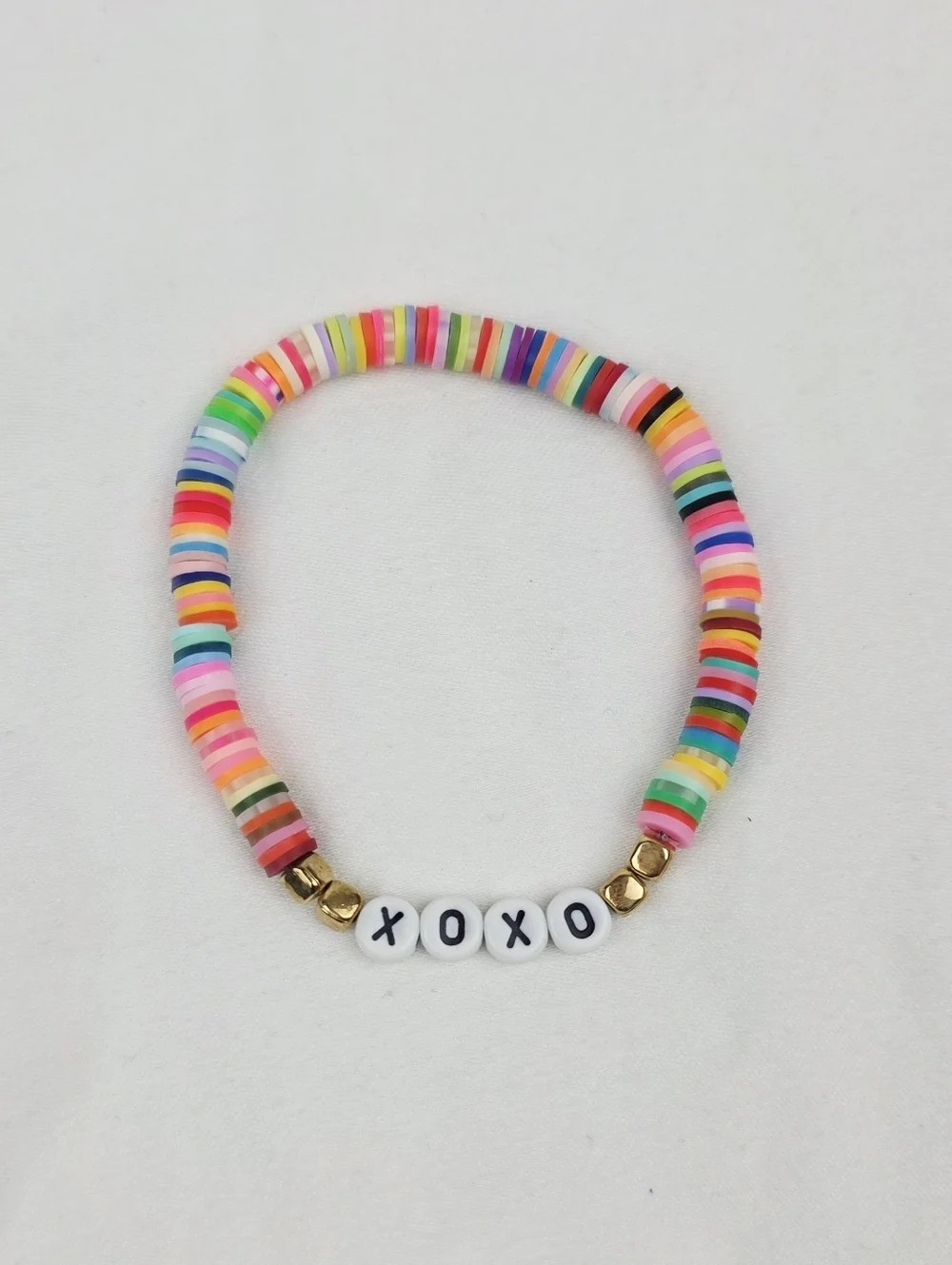 Handmade Clay Bead XOXO Multi Color Bracelet